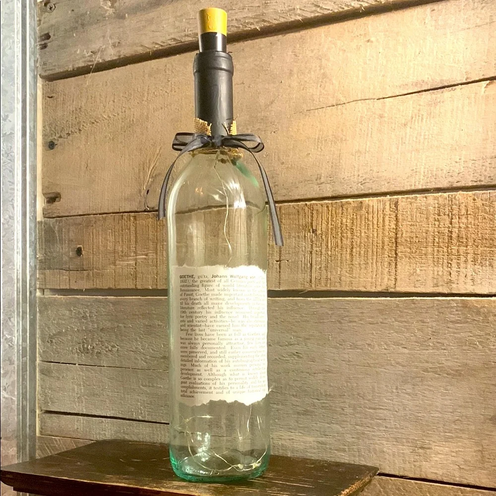 Hand Crafted, upcycled Johann Wolfgang Wine Bottle Lantern